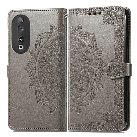 Coque Portefeuille Motif Fantaisie Livre Cuir Etui Clapet pour Huawei Honor 90 5G Gris