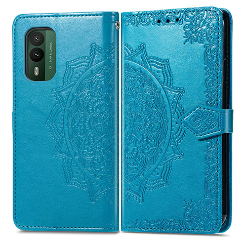 Coque Portefeuille Motif Fantaisie Livre Cuir Etui Clapet pour Nokia XR21 Bleu