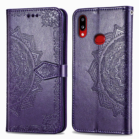 Coque Portefeuille Motif Fantaisie Livre Cuir Etui Clapet pour Samsung Galaxy A10s Violet