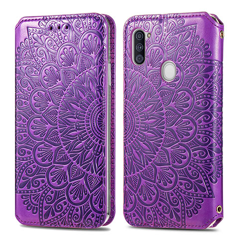 Coque Portefeuille Motif Fantaisie Livre Cuir Etui Clapet S01D pour Samsung Galaxy M11 Violet