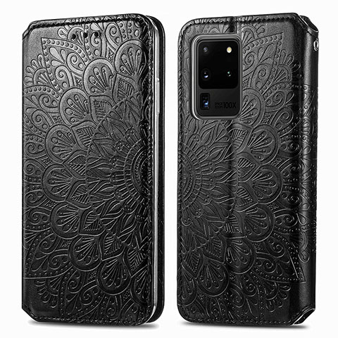 Coque Portefeuille Motif Fantaisie Livre Cuir Etui Clapet S01D pour Samsung Galaxy S20 Ultra Noir