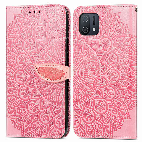 Coque Portefeuille Motif Fantaisie Livre Cuir Etui Clapet S04D pour Oppo A16K Or Rose