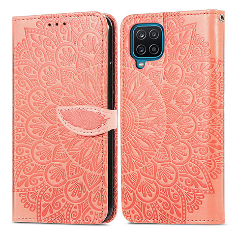 Coque Portefeuille Motif Fantaisie Livre Cuir Etui Clapet S04D pour Samsung Galaxy M12 Orange