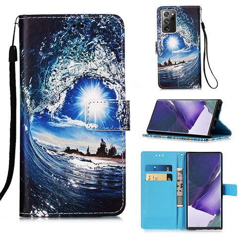 Coque Portefeuille Motif Fantaisie Livre Cuir Etui Clapet Y02B pour Samsung Galaxy Note 20 Ultra 5G Bleu Royal