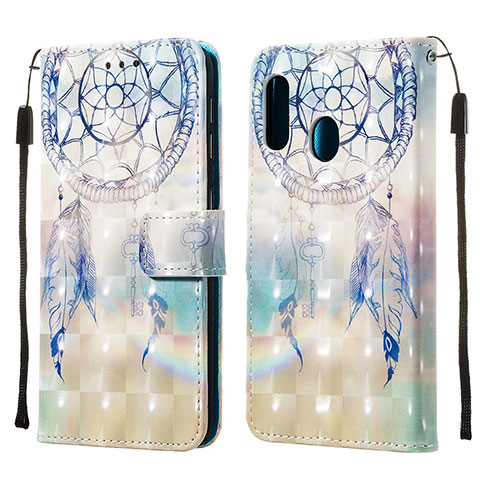 Coque Portefeuille Motif Fantaisie Livre Cuir Etui Clapet Y03B pour Samsung Galaxy A10e Bleu Clair