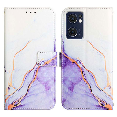 Coque Portefeuille Motif Fantaisie Livre Cuir Etui Clapet Y04B pour Oppo Find X5 Lite 5G Violet