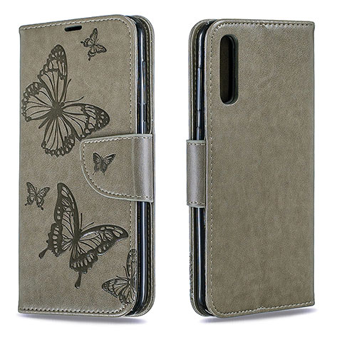 Coque Portefeuille Papillon Livre Cuir Etui Clapet B01F pour Samsung Galaxy A50S Gris