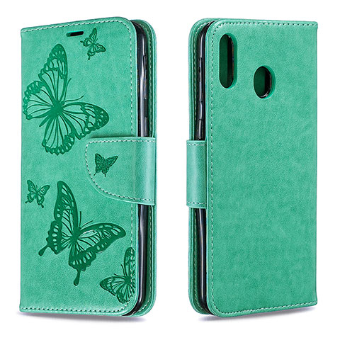 Coque Portefeuille Papillon Livre Cuir Etui Clapet B01F pour Samsung Galaxy M20 Vert