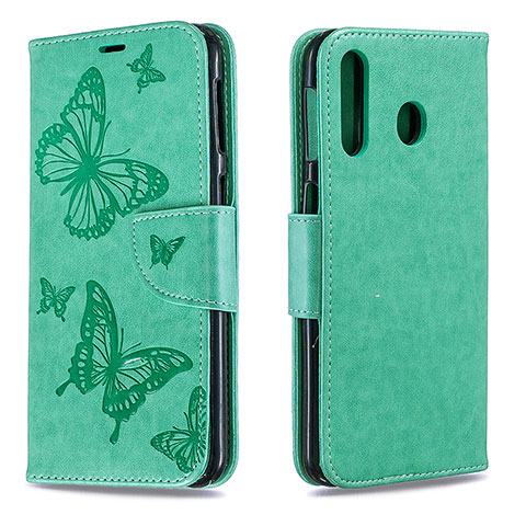 Coque Portefeuille Papillon Livre Cuir Etui Clapet B01F pour Samsung Galaxy M30 Vert