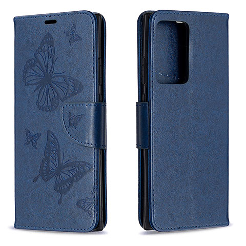 Coque Portefeuille Papillon Livre Cuir Etui Clapet B01F pour Samsung Galaxy Note 20 Ultra 5G Bleu