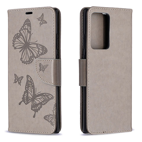 Coque Portefeuille Papillon Livre Cuir Etui Clapet B01F pour Samsung Galaxy Note 20 Ultra 5G Gris