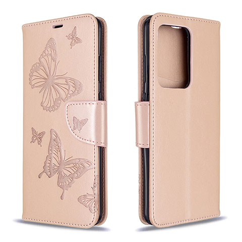 Coque Portefeuille Papillon Livre Cuir Etui Clapet B01F pour Samsung Galaxy S20 Plus 5G Or Rose