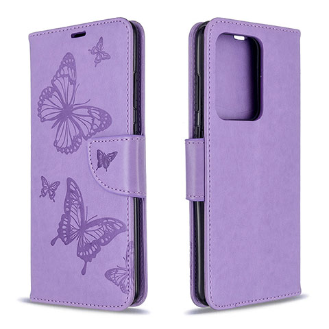 Coque Portefeuille Papillon Livre Cuir Etui Clapet B01F pour Samsung Galaxy S20 Plus 5G Violet Clair