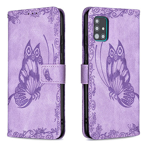 Coque Portefeuille Papillon Livre Cuir Etui Clapet B02F pour Samsung Galaxy A51 5G Violet Clair