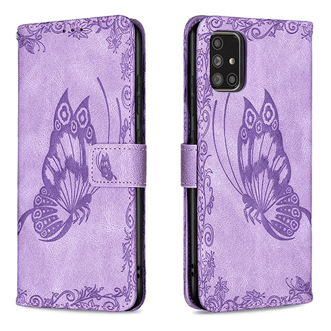 Coque Portefeuille Papillon Livre Cuir Etui Clapet B02F pour Samsung Galaxy A71 4G A715 Violet Clair