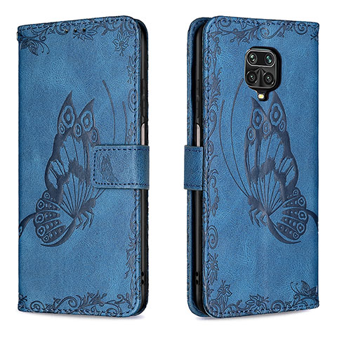 Coque Portefeuille Papillon Livre Cuir Etui Clapet B02F pour Xiaomi Redmi Note 9S Bleu