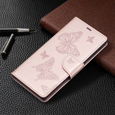 Coque Portefeuille Papillon Livre Cuir Etui Clapet B13F pour Samsung Galaxy S21 Ultra 5G Or