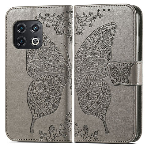 Coque Portefeuille Papillon Livre Cuir Etui Clapet pour OnePlus 10 Pro 5G Gris