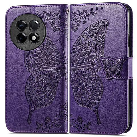 Coque Portefeuille Papillon Livre Cuir Etui Clapet pour OnePlus Ace 2 Pro 5G Violet