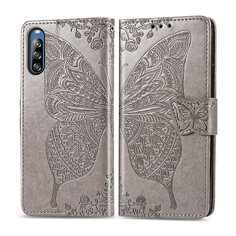 Coque Portefeuille Papillon Livre Cuir Etui Clapet pour Sony Xperia L4 Gris