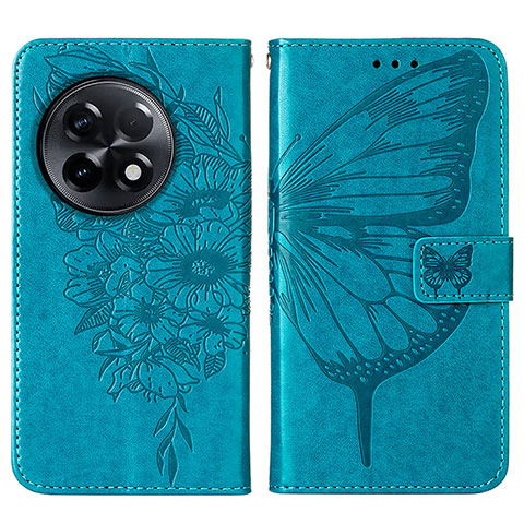 Coque Portefeuille Papillon Livre Cuir Etui Clapet Y01B pour OnePlus 11R 5G Bleu