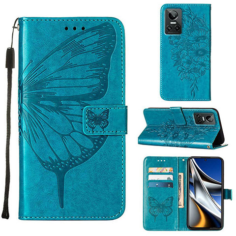 Coque Portefeuille Papillon Livre Cuir Etui Clapet Y01B pour Realme GT Neo3 5G Bleu