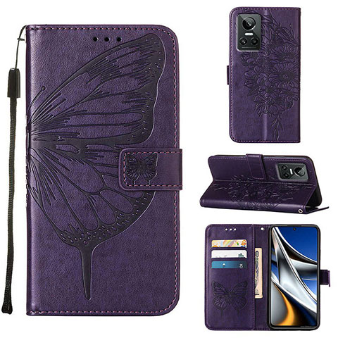 Coque Portefeuille Papillon Livre Cuir Etui Clapet Y01B pour Realme GT Neo3 5G Violet