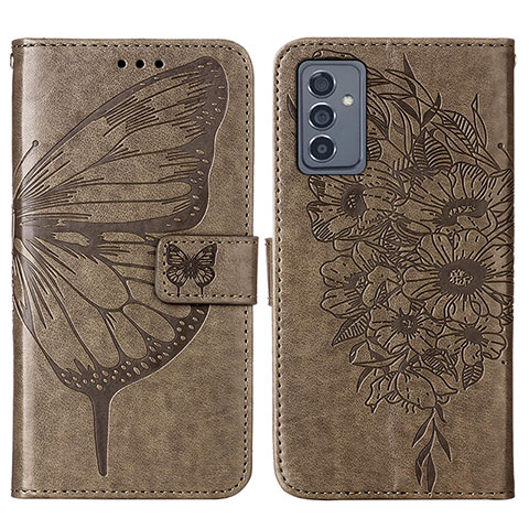 Coque Portefeuille Papillon Livre Cuir Etui Clapet Y01B pour Samsung Galaxy Quantum2 5G Gris