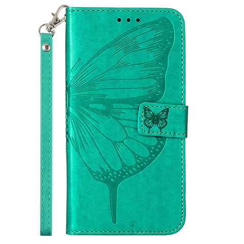 Coque Portefeuille Papillon Livre Cuir Etui Clapet Y02B pour Samsung Galaxy A02s Vert
