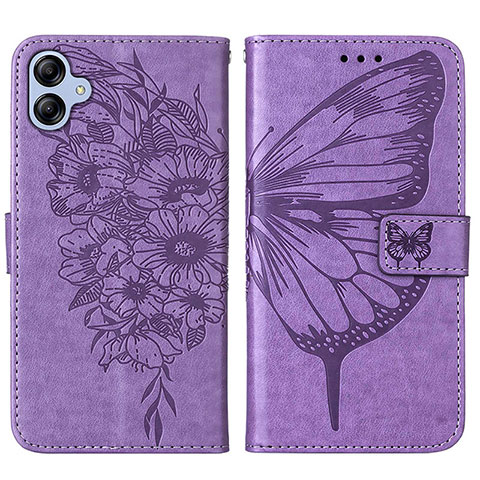 Coque Portefeuille Papillon Livre Cuir Etui Clapet YB1 pour Samsung Galaxy M04 Violet Clair