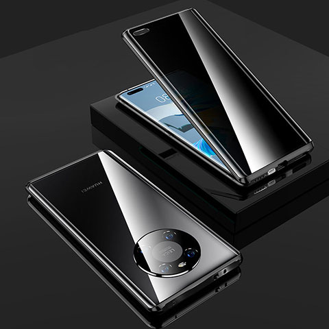 Coque Rebord Bumper Luxe Aluminum Metal Miroir 360 Degres Housse Etui Aimant K01 pour Huawei Mate 40E Pro 4G Noir