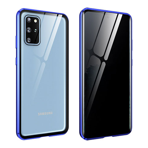 Coque Rebord Bumper Luxe Aluminum Metal Miroir 360 Degres Housse Etui Aimant LK2 pour Samsung Galaxy S20 Plus 5G Bleu