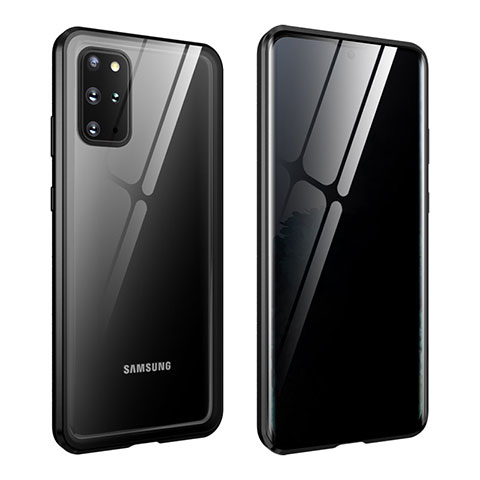 Coque Rebord Bumper Luxe Aluminum Metal Miroir 360 Degres Housse Etui Aimant LK2 pour Samsung Galaxy S20 Plus 5G Noir