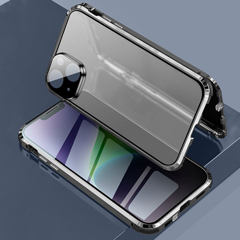 Coque Rebord Bumper Luxe Aluminum Metal Miroir 360 Degres Housse Etui Aimant LK3 pour Apple iPhone 14 Plus Noir