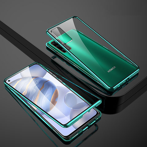 Coque Rebord Bumper Luxe Aluminum Metal Miroir 360 Degres Housse Etui Aimant M01 pour Huawei Honor 30 Vert