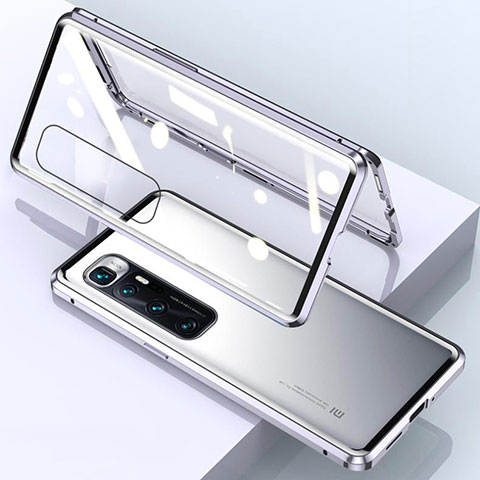 Coque Rebord Bumper Luxe Aluminum Metal Miroir 360 Degres Housse Etui Aimant M01 pour Xiaomi Mi 10 Ultra Argent