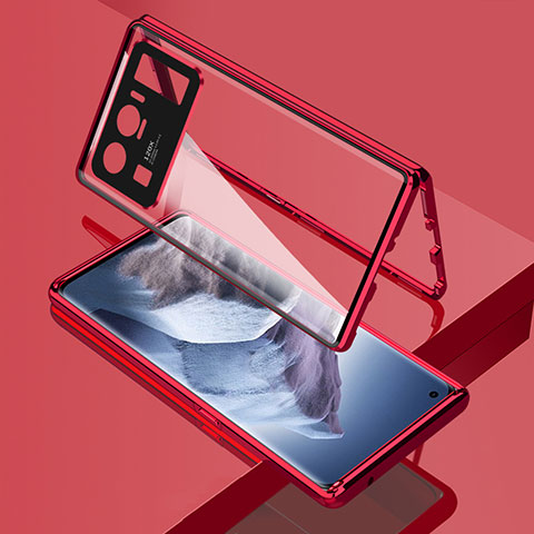 Coque Rebord Bumper Luxe Aluminum Metal Miroir 360 Degres Housse Etui Aimant M01 pour Xiaomi Mi 11 Ultra 5G Rouge