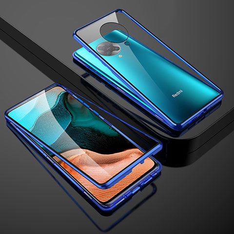 Coque Rebord Bumper Luxe Aluminum Metal Miroir 360 Degres Housse Etui Aimant M01 pour Xiaomi Redmi K30 Pro 5G Bleu
