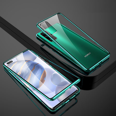 Coque Rebord Bumper Luxe Aluminum Metal Miroir 360 Degres Housse Etui Aimant M02 pour Huawei Honor 30 Pro+ Plus Vert