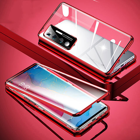 Coque Rebord Bumper Luxe Aluminum Metal Miroir 360 Degres Housse Etui Aimant M02 pour Xiaomi Mi 10 Ultra Rouge