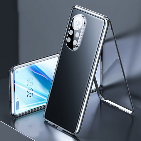 Coque Rebord Bumper Luxe Aluminum Metal Miroir 360 Degres Housse Etui Aimant M03 pour Huawei Nova 8 Pro 5G Noir