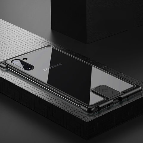 Coque Rebord Bumper Luxe Aluminum Metal Miroir 360 Degres Housse Etui Aimant M05 pour Samsung Galaxy Note 10 5G Noir
