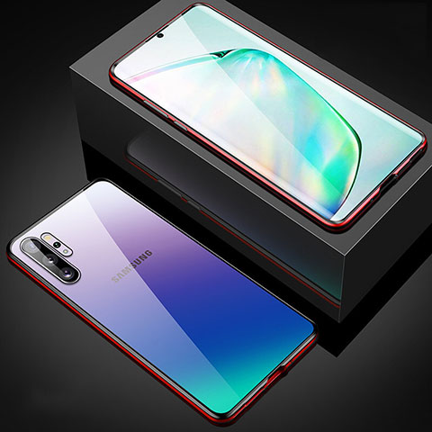 Coque Rebord Bumper Luxe Aluminum Metal Miroir 360 Degres Housse Etui Aimant M05 pour Samsung Galaxy Note 10 Plus 5G Rouge