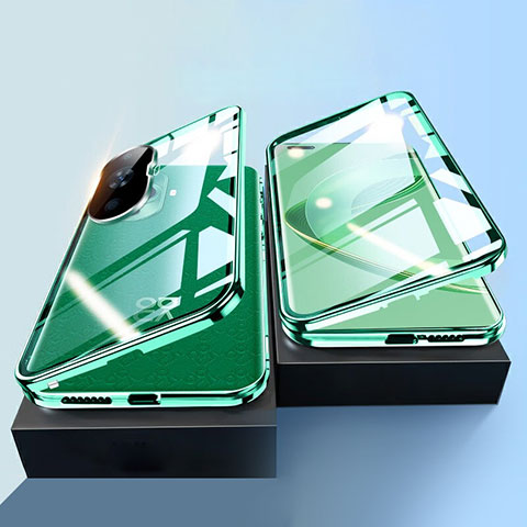 Coque Rebord Bumper Luxe Aluminum Metal Miroir 360 Degres Housse Etui Aimant P01 pour Huawei Nova 11 Pro Vert