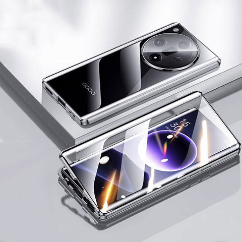 Coque Rebord Bumper Luxe Aluminum Metal Miroir 360 Degres Housse Etui Aimant P03 pour Oppo Find X7 5G Noir