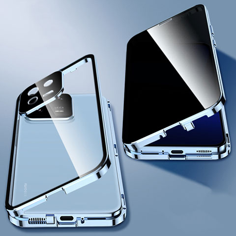 Coque Rebord Bumper Luxe Aluminum Metal Miroir 360 Degres Housse Etui Aimant P03 pour Xiaomi Mi 13 Pro 5G Bleu