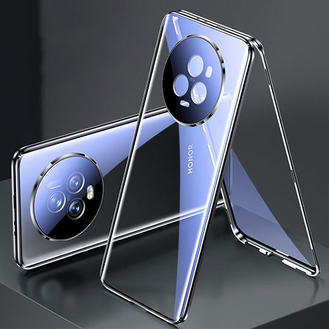 Coque Rebord Bumper Luxe Aluminum Metal Miroir 360 Degres Housse Etui Aimant pour Huawei Honor Magic5 Pro 5G Noir