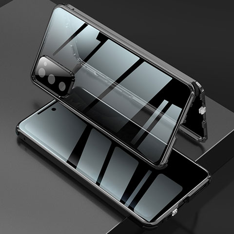 Coque Rebord Bumper Luxe Aluminum Metal Miroir 360 Degres Housse Etui Aimant pour Samsung Galaxy S20 FE 5G Noir