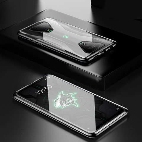 Coque Rebord Bumper Luxe Aluminum Metal Miroir 360 Degres Housse Etui Aimant pour Xiaomi Black Shark 3 Noir
