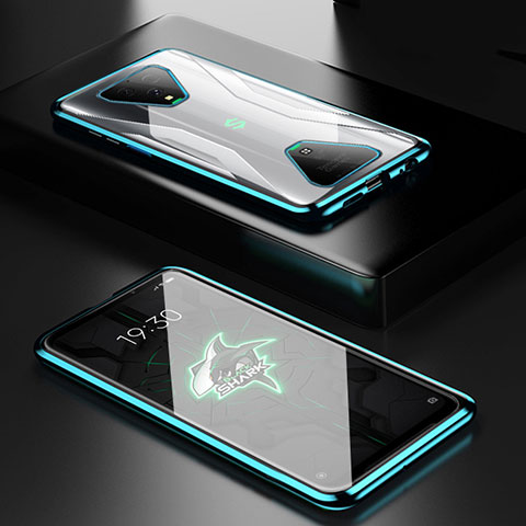 Coque Rebord Bumper Luxe Aluminum Metal Miroir 360 Degres Housse Etui Aimant pour Xiaomi Black Shark 3 Pro Vert